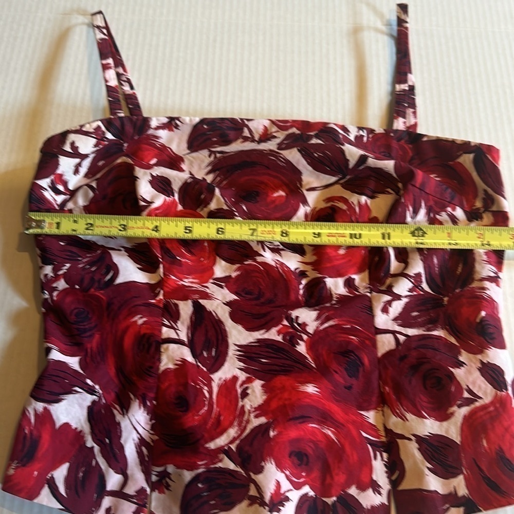 Trina Turk Los Angeles sleeveless red burgundy floral top adjustable straps - Picture 6 of 11